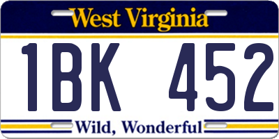 WV license plate 1BK452