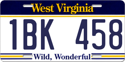 WV license plate 1BK458
