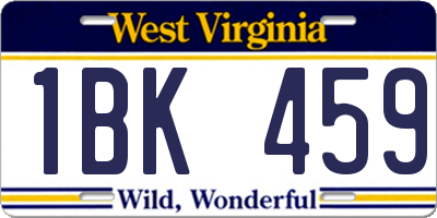 WV license plate 1BK459
