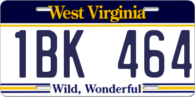 WV license plate 1BK464