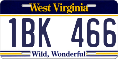 WV license plate 1BK466
