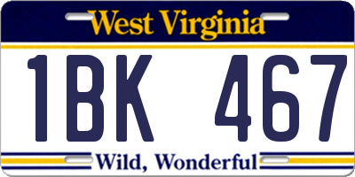 WV license plate 1BK467