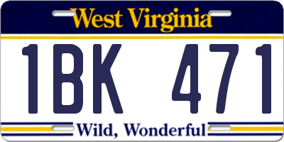 WV license plate 1BK471