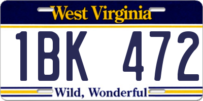 WV license plate 1BK472