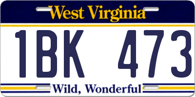 WV license plate 1BK473
