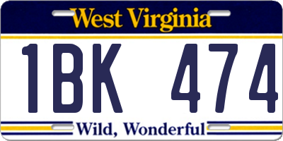 WV license plate 1BK474