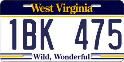 WV license plate 1BK475