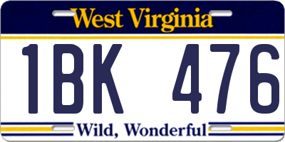 WV license plate 1BK476