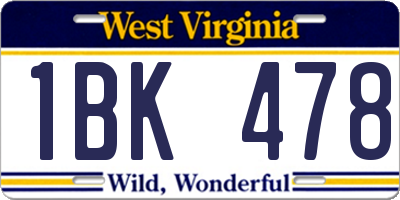 WV license plate 1BK478