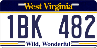 WV license plate 1BK482