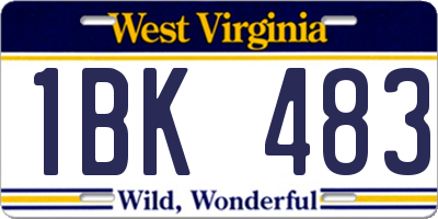 WV license plate 1BK483