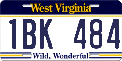 WV license plate 1BK484