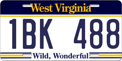 WV license plate 1BK488