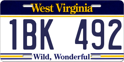 WV license plate 1BK492