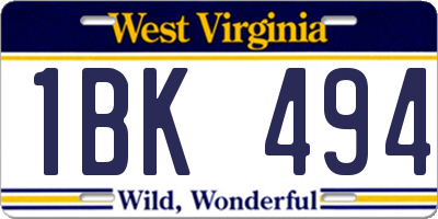 WV license plate 1BK494