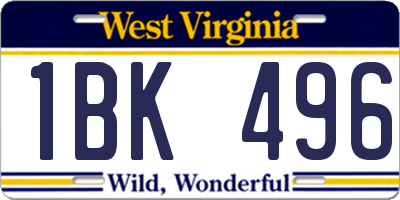 WV license plate 1BK496