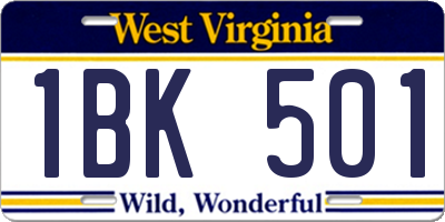 WV license plate 1BK501