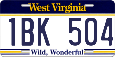 WV license plate 1BK504