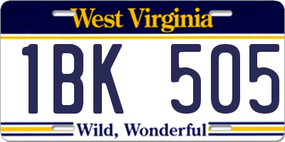 WV license plate 1BK505