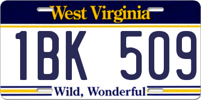 WV license plate 1BK509