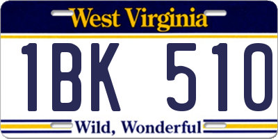 WV license plate 1BK510