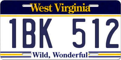 WV license plate 1BK512