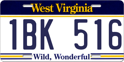 WV license plate 1BK516