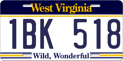 WV license plate 1BK518
