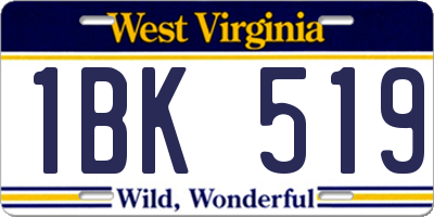 WV license plate 1BK519
