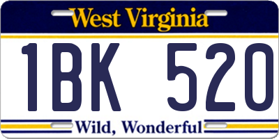 WV license plate 1BK520