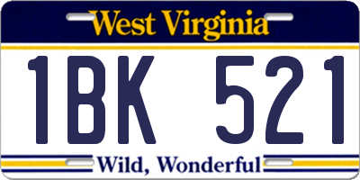 WV license plate 1BK521