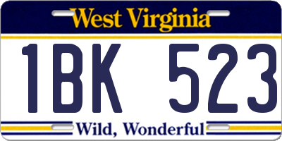 WV license plate 1BK523