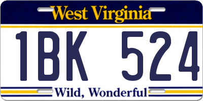 WV license plate 1BK524
