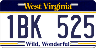 WV license plate 1BK525