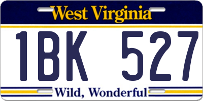 WV license plate 1BK527