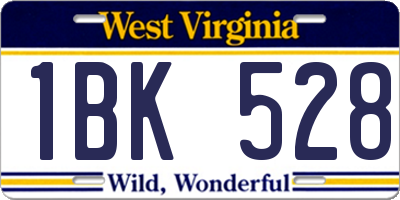 WV license plate 1BK528