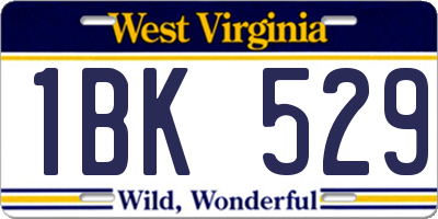 WV license plate 1BK529