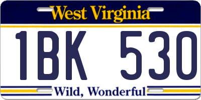 WV license plate 1BK530