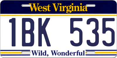 WV license plate 1BK535