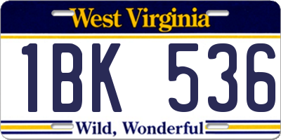 WV license plate 1BK536
