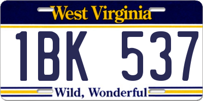 WV license plate 1BK537