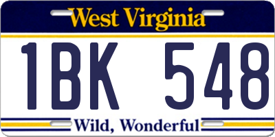 WV license plate 1BK548