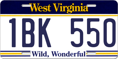 WV license plate 1BK550
