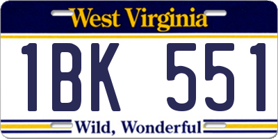 WV license plate 1BK551