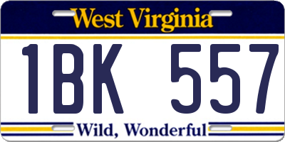 WV license plate 1BK557