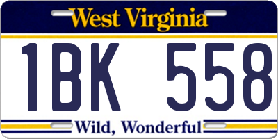 WV license plate 1BK558