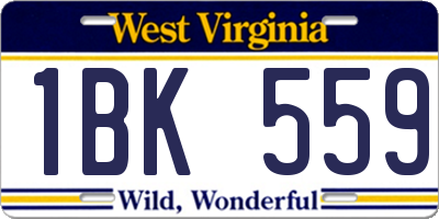 WV license plate 1BK559