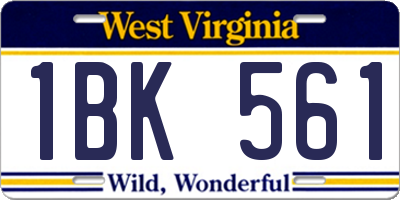 WV license plate 1BK561