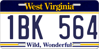 WV license plate 1BK564