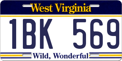 WV license plate 1BK569